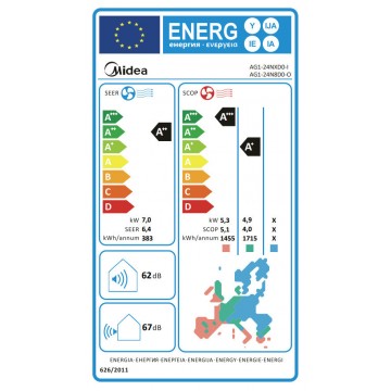 Midea AG1-24NXD6-I / AG1-24NXD6-O Xtreme Save II Κλιματιστικό Inverter 24000 BTU A++/A+ με WiFi και Super Ιονιστή Midea AG1-24NXD6-I / AG1-24NXD6-O Xtreme Save II Κλιματιστικό Inverter 24000 BTU A++/A+ με WiFi και Super Ιονιστή